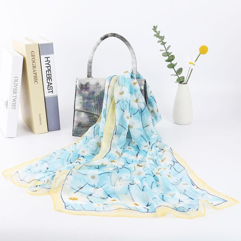 E-Clover Herebuy - Unique Women's Floral Scarves: Chiffon Flowers & Birds Printed Scarf - Image 4